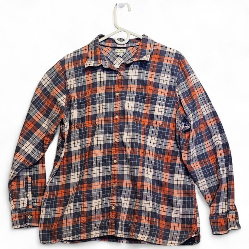 L.L. Bean Blue and Orange Plaid Button Down Shirt - Picture 10 of 10